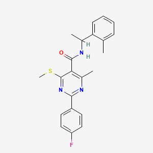 2-(4-Fluorophenyl)-4-methyl-N-[1-(2-methylphenyl)ethyl]-6-methylsulfanylpyrimidine-5-carboxamide
