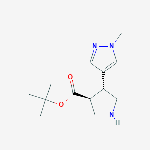 molecular formula C13H21N3O2 B2941430 Tert-butyl (3S,4R)-4-(1-methylpyrazol-4-yl)pyrrolidine-3-carboxylate CAS No. 2248380-26-7
