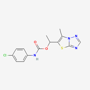 1-(6-methyl[1,3]thiazolo[3,2-b][1,2,4]triazol-5-yl)ethyl N-(4-chlorophenyl)carbamate