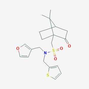 1-(7,7-dimethyl-2-oxobicyclo[2.2.1]heptan-1-yl)-N-(furan-3-ylmethyl)-N-(thiophen-2-ylmethyl)methanesulfonamide