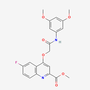 molecular formula C21H19FN2O6 B2941455 METHYL 4-{[(3,5-DIMETHOXYPHENYL)CARBAMOYL]METHOXY}-6-FLUOROQUINOLINE-2-CARBOXYLATE CAS No. 1358124-55-6