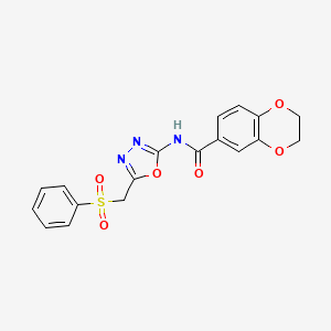 N-(5-((phenylsulfonyl)methyl)-1,3,4-oxadiazol-2-yl)-2,3-dihydrobenzo[b][1,4]dioxine-6-carboxamide