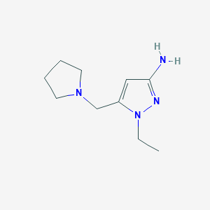 molecular formula C10H18N4 B2941463 1-ethyl-5-(pyrrolidin-1-ylmethyl)-1H-pyrazol-3-amine CAS No. 1856068-98-8