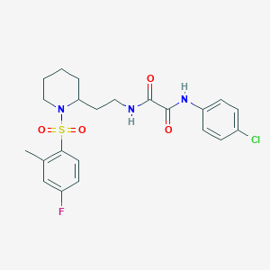 molecular formula C22H25ClFN3O4S B2941486 N'-(4-chlorophenyl)-N-{2-[1-(4-fluoro-2-methylbenzenesulfonyl)piperidin-2-yl]ethyl}ethanediamide CAS No. 898461-44-4