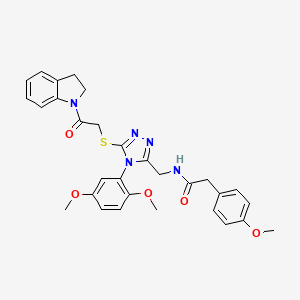 molecular formula C30H31N5O5S B2941498 N-((4-(2,5-dimethoxyphenyl)-5-((2-(indolin-1-yl)-2-oxoethyl)thio)-4H-1,2,4-triazol-3-yl)methyl)-2-(4-methoxyphenyl)acetamide CAS No. 309969-61-7
