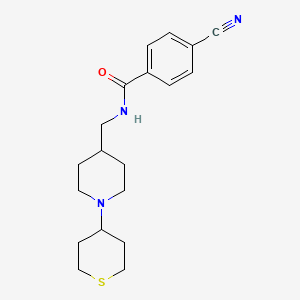 4-cyano-N-((1-(tetrahydro-2H-thiopyran-4-yl)piperidin-4-yl)methyl)benzamide
