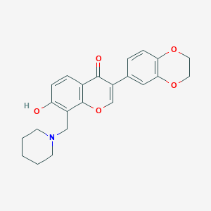 molecular formula C23H23NO5 B2941505 3-(2,3-dihydro-1,4-benzodioxin-6-yl)-7-hydroxy-8-(piperidin-1-ylmethyl)-4H-chromen-4-one CAS No. 637753-71-0