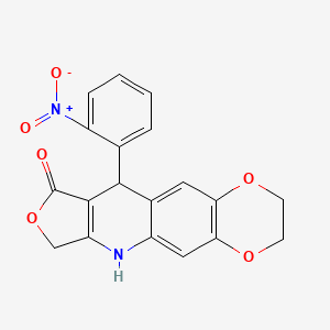 molecular formula C19H14N2O6 B2941514 10-(2-nitrophenyl)-2,3,7,10-tetrahydro[1,4]dioxino[2,3-g]furo[3,4-b]quinolin-9(6H)-one CAS No. 900019-89-8