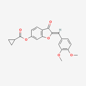 (Z)-2-(3,4-dimethoxybenzylidene)-3-oxo-2,3-dihydrobenzofuran-6-yl cyclopropanecarboxylate