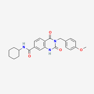 molecular formula C23H25N3O4 B2941518 N-cyclohexyl-3-[(4-methoxyphenyl)methyl]-2,4-dioxo-1,2,3,4-tetrahydroquinazoline-7-carboxamide CAS No. 892273-82-4