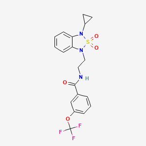 molecular formula C19H18F3N3O4S B2941526 N-[2-(3-cyclopropyl-2,2-dioxo-1,3-dihydro-2lambda6,1,3-benzothiadiazol-1-yl)ethyl]-3-(trifluoromethoxy)benzamide CAS No. 2097892-82-3