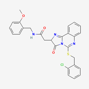 B2941564 2-[5-[(2-chlorophenyl)methylsulfanyl]-3-oxo-2H-imidazo[1,2-c]quinazolin-2-yl]-N-[(2-methoxyphenyl)methyl]acetamide CAS No. 958599-50-3