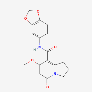 molecular formula C17H16N2O5 B2941567 N-(2H-1,3-benzodioxol-5-yl)-7-methoxy-5-oxo-1,2,3,5-tetrahydroindolizine-8-carboxamide CAS No. 2034375-49-8