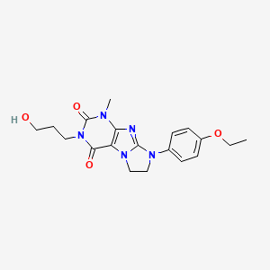 molecular formula C19H23N5O4 B2941580 6-(4-Ethoxyphenyl)-2-(3-hydroxypropyl)-4-methyl-7,8-dihydropurino[7,8-a]imidazole-1,3-dione CAS No. 893957-41-0