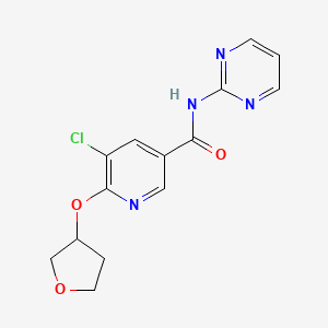 molecular formula C14H13ClN4O3 B2941585 5-chloro-6-(oxolan-3-yloxy)-N-(pyrimidin-2-yl)pyridine-3-carboxamide CAS No. 1903401-03-5
