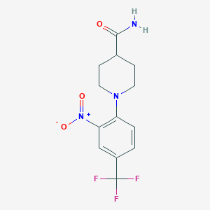 molecular formula C13H14F3N3O3 B2941591 1-[2-Nitro-4-(trifluoromethyl)phenyl]piperidine-4-carboxamide CAS No. 329064-15-5