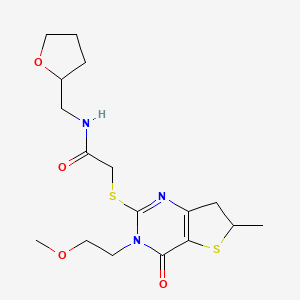2-[[3-(2-methoxyethyl)-6-methyl-4-oxo-6,7-dihydrothieno[3,2-d]pyrimidin-2-yl]thio]-N-(2-oxolanylmethyl)acetamide