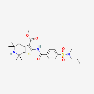 molecular formula C25H35N3O5S2 B2941614 methyl 2-{4-[butyl(methyl)sulfamoyl]benzamido}-5,5,7,7-tetramethyl-4H,5H,6H,7H-thieno[2,3-c]pyridine-3-carboxylate CAS No. 489471-14-9