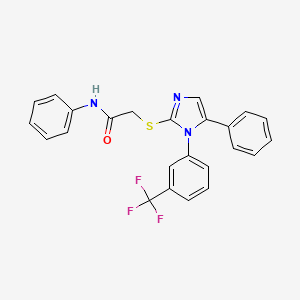 molecular formula C24H18F3N3OS B2941630 N-phenyl-2-((5-phenyl-1-(3-(trifluoromethyl)phenyl)-1H-imidazol-2-yl)thio)acetamide CAS No. 1226446-42-9