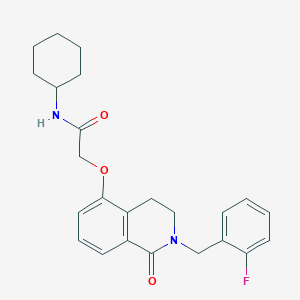 molecular formula C24H27FN2O3 B2941659 N-cyclohexyl-2-({2-[(2-fluorophenyl)methyl]-1-oxo-1,2,3,4-tetrahydroisoquinolin-5-yl}oxy)acetamide CAS No. 850907-01-6