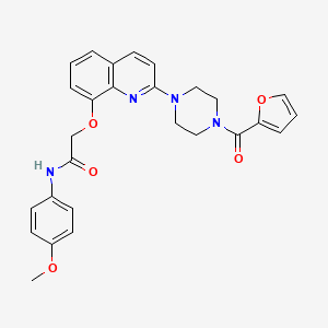 molecular formula C27H26N4O5 B2941674 2-((2-(4-(furan-2-carbonyl)piperazin-1-yl)quinolin-8-yl)oxy)-N-(4-methoxyphenyl)acetamide CAS No. 941903-91-9