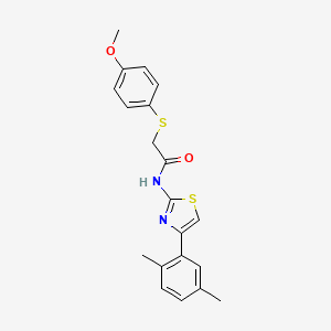 molecular formula C20H20N2O2S2 B2941686 N-(4-(2,5-dimethylphenyl)thiazol-2-yl)-2-((4-methoxyphenyl)thio)acetamide CAS No. 923102-88-9