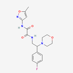 molecular formula C18H21FN4O4 B2941695 N'-[2-(4-fluorophenyl)-2-(morpholin-4-yl)ethyl]-N-(5-methyl-1,2-oxazol-3-yl)ethanediamide CAS No. 941976-59-6