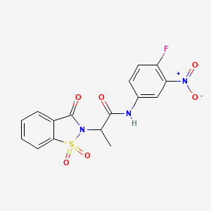 2-(1,1-dioxido-3-oxobenzo[d]isothiazol-2(3H)-yl)-N-(4-fluoro-3-nitrophenyl)propanamide