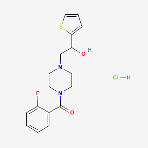 (2-Fluorophenyl)(4-(2-hydroxy-2-(thiophen-2-yl)ethyl)piperazin-1-yl)methanone hydrochloride