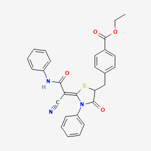 (Z)-ethyl 4-((2-(1-cyano-2-oxo-2-(phenylamino)ethylidene)-4-oxo-3-phenylthiazolidin-5-yl)methyl)benzoate