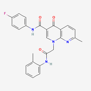 molecular formula C25H21FN4O3 B2941734 N-(4-fluorophenyl)-7-methyl-4-oxo-1-(2-oxo-2-(o-tolylamino)ethyl)-1,4-dihydro-1,8-naphthyridine-3-carboxamide CAS No. 1251594-28-1