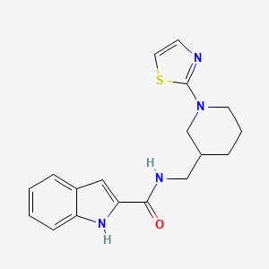 molecular formula C18H20N4OS B2941735 N-{[1-(1,3-thiazol-2-yl)piperidin-3-yl]methyl}-1H-indole-2-carboxamide CAS No. 1705883-71-1