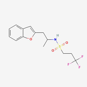 molecular formula C14H16F3NO3S B2941737 N-[1-(1-benzofuran-2-yl)propan-2-yl]-3,3,3-trifluoropropane-1-sulfonamide CAS No. 2034611-40-8