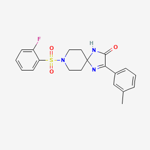 molecular formula C20H20FN3O3S B2941787 8-((2-Fluorophenyl)sulfonyl)-3-(m-tolyl)-1,4,8-triazaspiro[4.5]dec-3-en-2-one CAS No. 1189446-61-4