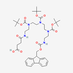 molecular formula C42H61N5O11 B2941803 4-[2-[2-[2-[2-(9H-fluoren-9-ylmethoxycarbonylamino)ethyl-[(2-methylpropan-2-yl)oxycarbonyl]amino]ethyl-[(2-methylpropan-2-yl)oxycarbonyl]amino]ethyl-[(2-methylpropan-2-yl)oxycarbonyl]amino]ethylamino]-4-oxobutanoic acid CAS No. 2304536-78-3