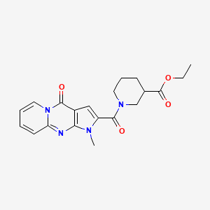 molecular formula C20H22N4O4 B2941806 Ethyl 1-{6-methyl-2-oxo-1,6,8-triazatricyclo[7.4.0.0^{3,7}]trideca-3(7),4,8,10,12-pentaene-5-carbonyl}piperidine-3-carboxylate CAS No. 863614-54-4