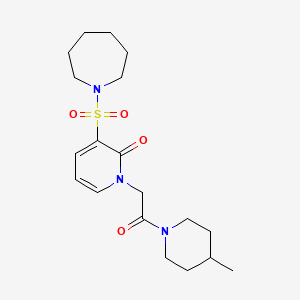 B2941815 3-(azepan-1-ylsulfonyl)-1-(2-(4-methylpiperidin-1-yl)-2-oxoethyl)pyridin-2(1H)-one CAS No. 1251621-56-3