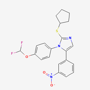 molecular formula C21H19F2N3O3S B2941822 2-(cyclopentylsulfanyl)-1-[4-(difluoromethoxy)phenyl]-5-(3-nitrophenyl)-1H-imidazole CAS No. 1226429-35-1
