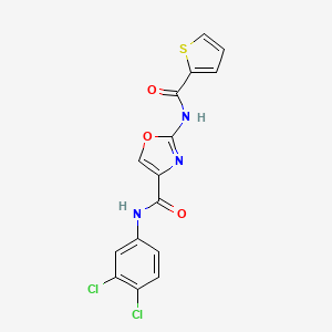 molecular formula C15H9Cl2N3O3S B2941827 N-(3,4-dichlorophenyl)-2-(thiophene-2-amido)-1,3-oxazole-4-carboxamide CAS No. 1396565-55-1