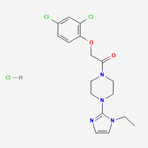molecular formula C17H21Cl3N4O2 B2941833 2-(2,4-dichlorophenoxy)-1-(4-(1-ethyl-1H-imidazol-2-yl)piperazin-1-yl)ethanone hydrochloride CAS No. 1189704-87-7