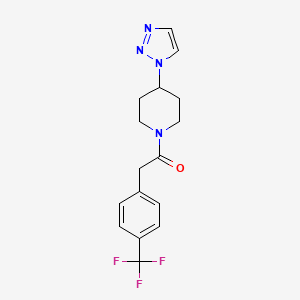 molecular formula C16H17F3N4O B2941853 1-(4-(1H-1,2,3-triazol-1-yl)piperidin-1-yl)-2-(4-(trifluoromethyl)phenyl)ethanone CAS No. 1798489-98-1