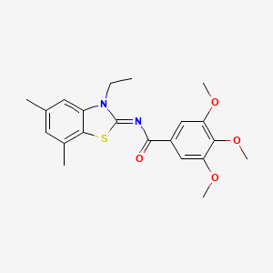 molecular formula C21H24N2O4S B2941870 N-[(2Z)-3-ethyl-5,7-dimethyl-2,3-dihydro-1,3-benzothiazol-2-ylidene]-3,4,5-trimethoxybenzamide CAS No. 868369-32-8