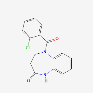 molecular formula C16H13ClN2O2 B2941890 5-(2-chlorobenzoyl)-2,3,4,5-tetrahydro-1H-1,5-benzodiazepin-2-one CAS No. 347344-89-2