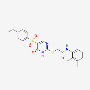 molecular formula C23H25N3O4S2 B2941900 N-(2,3-dimethylphenyl)-2-((5-((4-isopropylphenyl)sulfonyl)-6-oxo-1,6-dihydropyrimidin-2-yl)thio)acetamide CAS No. 866810-62-0