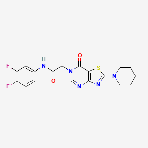 molecular formula C18H17F2N5O2S B2941922 N-(3,4-difluorophenyl)-2-[7-oxo-2-(piperidin-1-yl)-6H,7H-[1,3]thiazolo[4,5-d]pyrimidin-6-yl]acetamide CAS No. 1223756-92-0