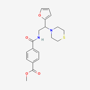 molecular formula C19H22N2O4S B2941923 Methyl 4-((2-(furan-2-yl)-2-thiomorpholinoethyl)carbamoyl)benzoate CAS No. 2034548-29-1