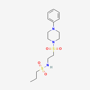 molecular formula C15H25N3O4S2 B2941937 N-(2-((4-phenylpiperazin-1-yl)sulfonyl)ethyl)propane-1-sulfonamide CAS No. 897622-24-1