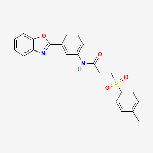 molecular formula C23H20N2O4S B2941959 N-(3-(benzo[d]oxazol-2-yl)phenyl)-3-tosylpropanamide CAS No. 895447-31-1