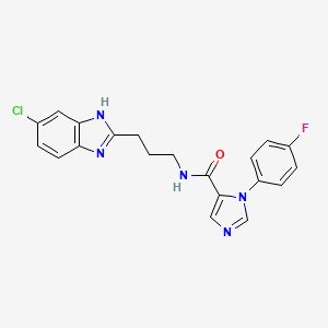molecular formula C20H17ClFN5O B2941972 N-[3-(6-Chloro-1H-benzimidazol-2-yl)propyl]-3-(4-fluorophenyl)imidazole-4-carboxamide CAS No. 2416237-52-8
