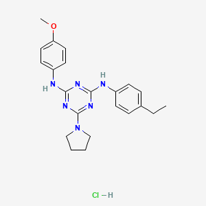 molecular formula C22H27ClN6O B2942008 N2-(4-ethylphenyl)-N4-(4-methoxyphenyl)-6-(pyrrolidin-1-yl)-1,3,5-triazine-2,4-diamine hydrochloride CAS No. 1179446-52-6